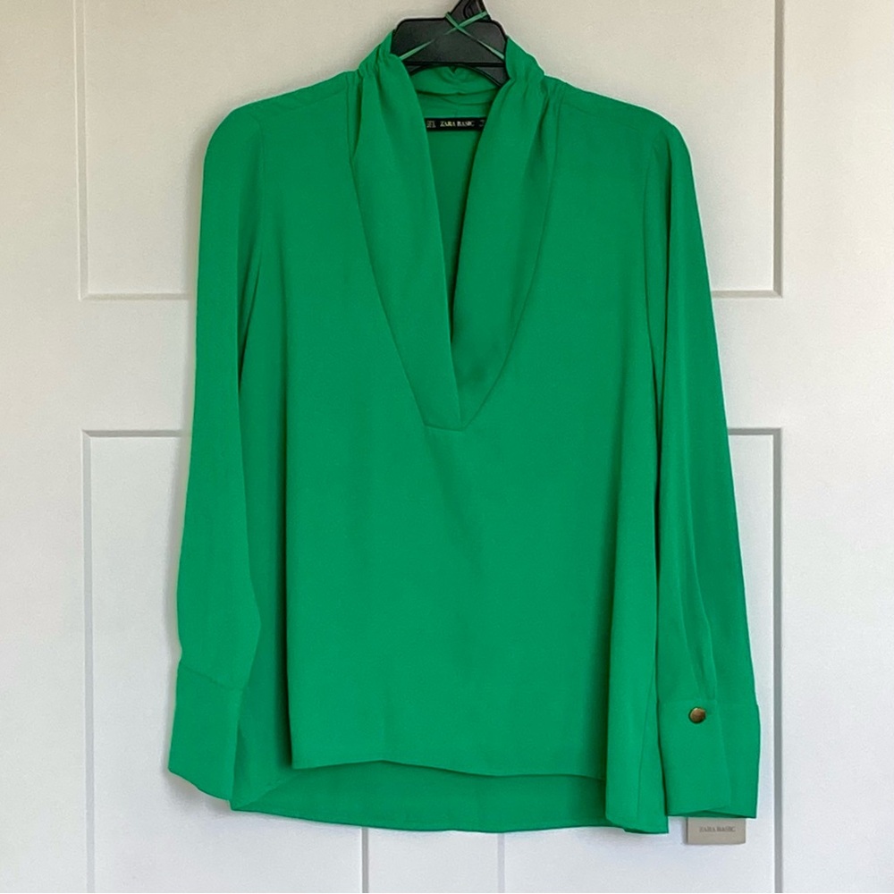 ZARA Women’s Tops, Green Blouse, Size M, New with Tags.